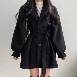 Damen Trenchcoat Mit Gürtel & Ballonärmeln