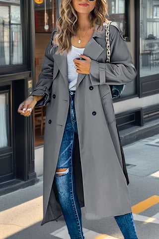 Damen Übergangs-Trenchcoat Mit Doppelknöpfen