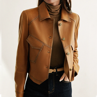 Damen Übergangsjacke Mit Hemdkragen Und Taschen | Kurzjacke