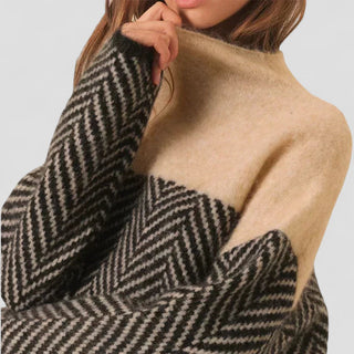 Damen Zickzackpullover Mit Stehkragen | Übergröß