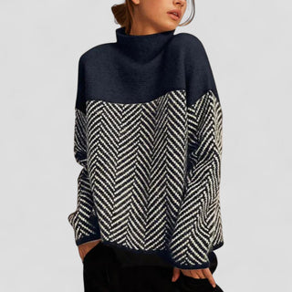 Damen Zickzackpullover Mit Stehkragen | Übergröß