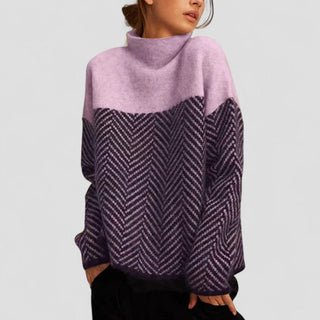 Damen Zickzackpullover Mit Stehkragen | Übergröß