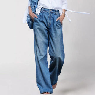 Damen jeans Mit Weitem Bein Und Hohem Bund | Locker