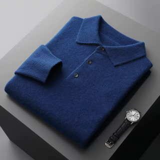 Enzo | Herren Strick Poloshirt mit Knopfleiste | Langarm