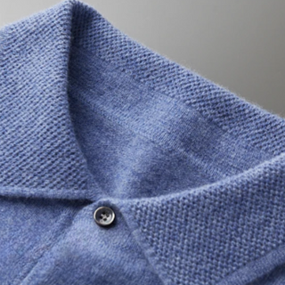 Enzo | Herren Strick Poloshirt mit Knopfleiste | Langarm