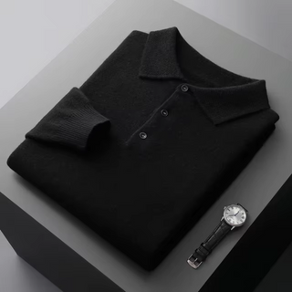 Enzo | Herren Strick Poloshirt mit Knopfleiste | Langarm