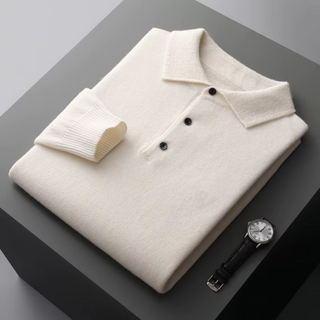 Enzo | Herren Strick Poloshirt mit Knopfleiste | Langarm