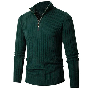Flavio | Herren Gerippter Strickpullover mit Zipperkragen