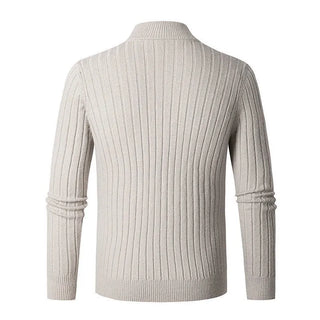 Flavio | Herren Gerippter Strickpullover mit Zipperkragen