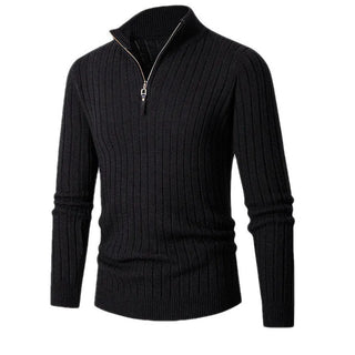 Flavio | Herren Gerippter Strickpullover mit Zipperkragen