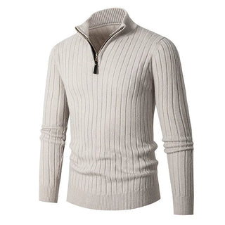 Flavio | Herren Gerippter Strickpullover mit Zipperkragen
