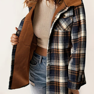 Gemusterte Damen Fleecejacke Mit Kapuze | Vintage Stil