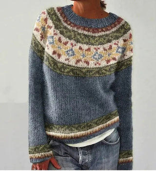Gemusterter Damen Strickpullover | Lockere Passform