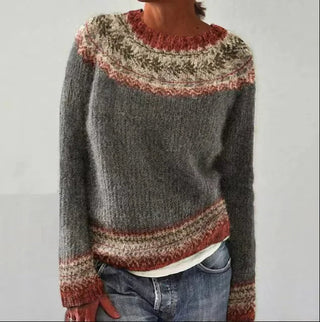 Gemusterter Damen Strickpullover | Lockere Passform