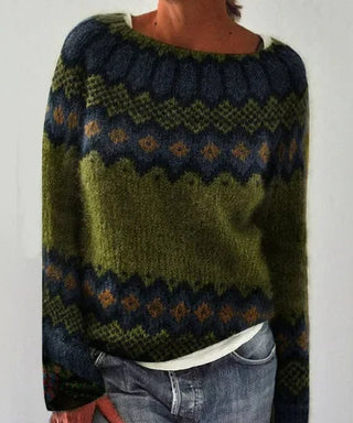 Gemusterter Damen Strickpullover | Lockere Passform