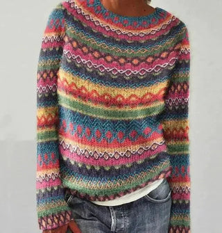Gemusterter Damen Strickpullover | Lockere Passform