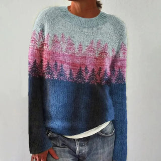 Gemusterter Damen Strickpullover | Lockere Passform