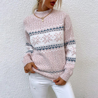 Gemusterter Damen Strickpullover | Schneeflocken