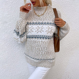 Gemusterter Damen Strickpullover | Schneeflocken