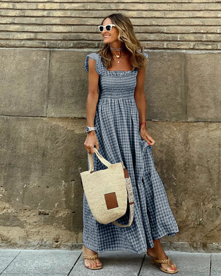 Giada | Damen Sommer Maxi Kleid mit Smok-Oberteil