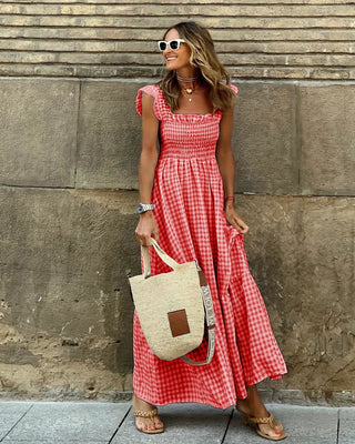 Giada | Damen Sommer Maxi Kleid mit Smok-Oberteil