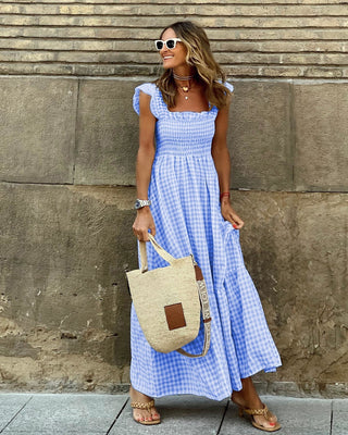 Giada | Damen Sommer Maxi Kleid mit Smok-Oberteil