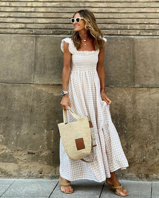 Giada | Damen Sommer Maxi Kleid mit Smok-Oberteil