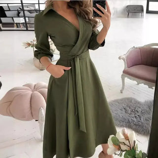 Giulia | Damen Sommer Elegantes Wickel Midi Kleid