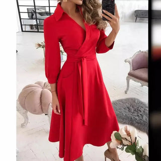 Giulia | Damen Sommer Elegantes Wickel Midi Kleid