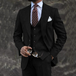 Herren Anzug Dreiteilig Mit Weste & Slim Fit