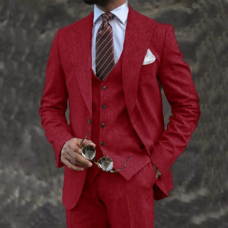 Herren Anzug Dreiteilig Mit Weste & Slim Fit