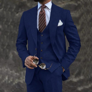 Herren Anzug Dreiteilig Mit Weste & Slim Fit