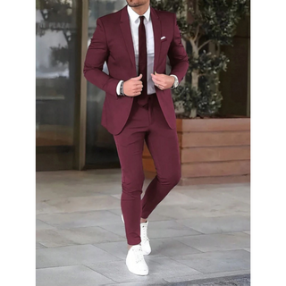 Herren Anzug Mit Schmalem Revers & Hose