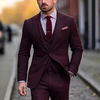 Herren Anzug Slim Fit Business Set Mit Weste