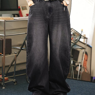 Herren Baggy-Jeans Mit Breitem Beinverlauf | Dunkelwaschung