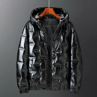 Herren Daunenjacke Mit Metallic-Optik Und Kapuze | Winter