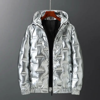Herren Daunenjacke Mit Metallic-Optik Und Kapuze | Winter