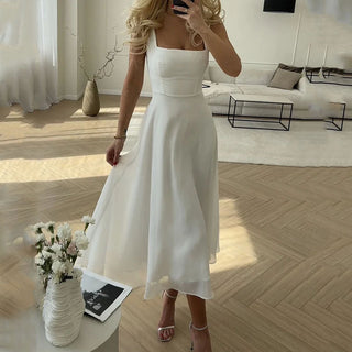 Lina | Damen Cocktail Sommer Elegantes Midi Kleid