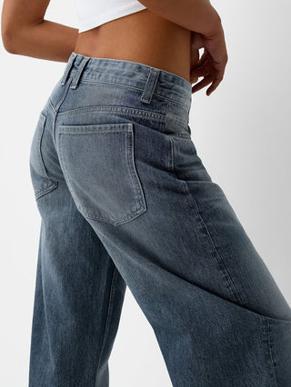 Lockere Damen Baggy-Jeans Mit Hohem Bund | Weit