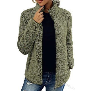 Lockere Damen Fleecejacke Mit Stehkragen | Kuschelig
