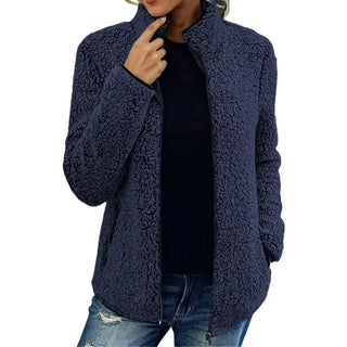Lockere Damen Fleecejacke Mit Stehkragen | Kuschelig