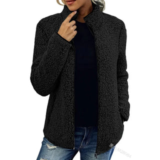 Lockere Damen Fleecejacke Mit Stehkragen | Kuschelig