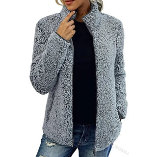 Lockere Damen Fleecejacke Mit Stehkragen | Kuschelig