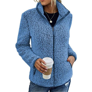 Lockere Damen Fleecejacke Mit Stehkragen | Kuschelig