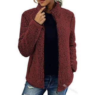 Lockere Damen Fleecejacke Mit Stehkragen | Kuschelig