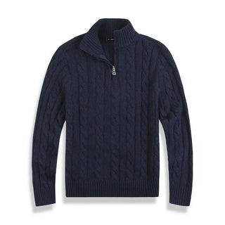 Luca | Grober Strickpullover mit Reißverschluss