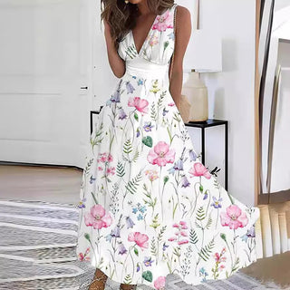 Mirella | Damen Sommer Geblümtes Boho Maxi Kleid