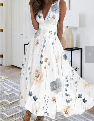 Mirella | Damen Sommer Geblümtes Boho Maxi Kleid