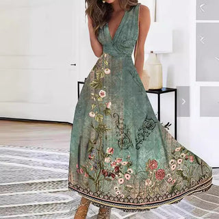 Mirella | Damen Sommer Geblümtes Boho Maxi Kleid