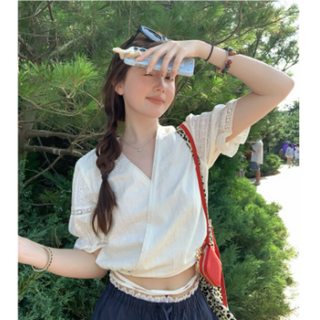 Oktoberfest Damen Dirndl Bluse Kurzarm Wickeloptik | 2025
